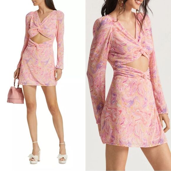 NWT LoveShackFancy Nanita Cut Out dress in Pink Marble - Picture 3 of 10